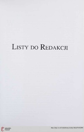 Listy do Redakcji