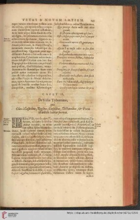 Caput II: De Villis Tyburtinis, quae Olim à Cæsaribus, Regibus, Consulibus, Dictatoribus, & Poetis in deliciis habitæ fuerunt