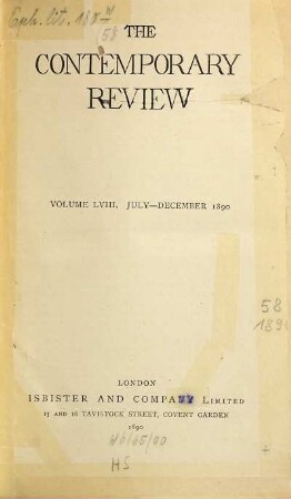 Contemporary review. 58. 1890