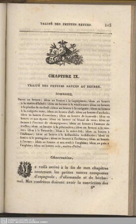 Chapitre IX. Traité des petites sauces au beurre