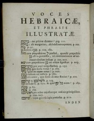 Voces Hebraicæ, et Phrases Illustratæ.