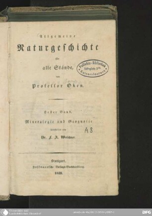 1: Mineralogie und Geognosie