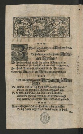[Glückwünschender Zuruff An Ihro Königliche Hoheit Christian den Sechsten/ Königlichen Kron- und Erb-Printzen zu Dännemarck und Norwegen/ ...]