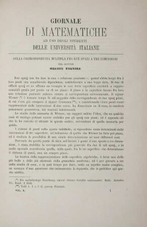 Sulla corrispondenza multipla fra due spaxii a tre dimensioni.