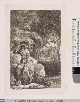 Landschaft mit ruhender Frau