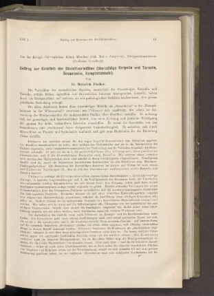 Beitrag zur Kenntnis der Skelettvarietäten (überzählige Karpalia und Tarsalia, Sesambeine, Kompaktainseln).