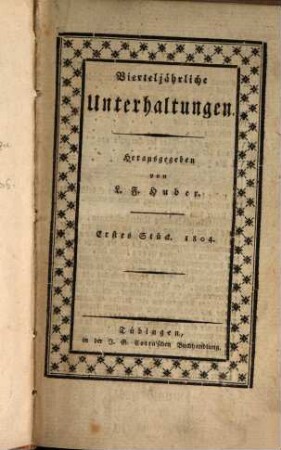Vierteljährliche Unterhaltungen. 1/2. 1804
