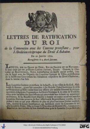 Lettres De Ratification Du Roi.