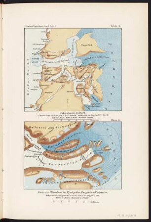 Jakobshavns-Eisfjord u. Karte der Eisströme im Fjordgebiet Kangerdluk-Umiamako, 1:50 000, 1893