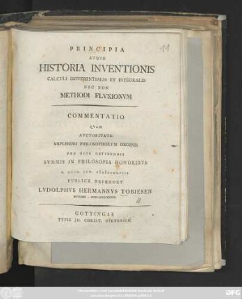 Principia Atqve Historia Inventionis Calcvli Differentialis Et Integralis Nec Non Methodi Flvxionvm : Commentatio