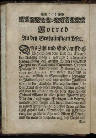 Vorred An den Großgünstigen Leser.