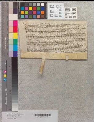 Der Richter Johann Dethmaers zu Wiedenbrück bekundet, daß Otto de Hachtmestere dem Abt Johann und dem Kloster Marienfeld Renten aus dem Erbe Goltbecke im Kirchspiel Iselhorst verkauft habe. Zeugen: Paul Tassche, Kanoniker zu Wiedenbrück, Johann Mynnenprys, Johann Hachtmester.