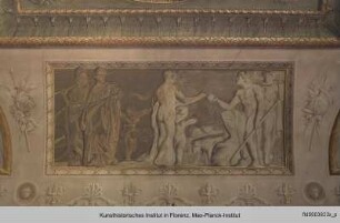 Toilette der Venus und Episoden der Venusgeschichte in Grisaille : Venus erhält den goldenen Apfel von Paris