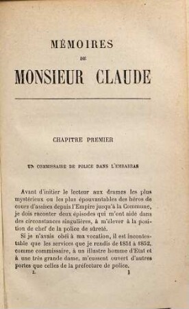 Mémoires de Monsieur Claude, Chef de la Police de Sureté sous le second Empire, 1
