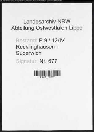 Sterberegister Standesamt IV Recklinghausen-Stadt