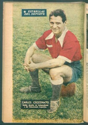 Carlos Cecconato, insider derecho de Independiente y del Seleccionado Argentino - [Fotografía] : Estrellas del deporte