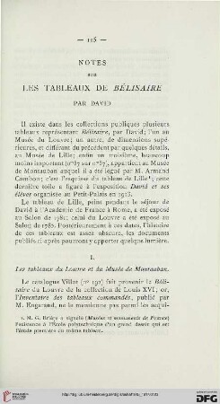 Notes sur les tableaux de Bélisaire par David