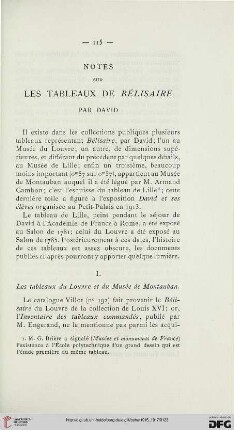 Notes sur les tableaux de Bélisaire par David