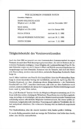 Tätigkeitsbericht des Vereinsvorsitzenden