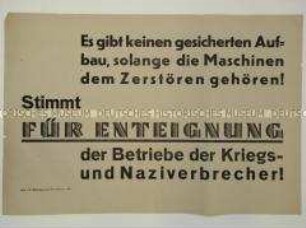 Maueranschlag mit einer Propaganda-Losung zum Volksentscheid in Sachsen
