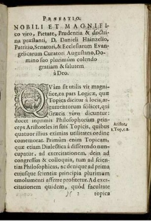 Nobili ... D. Danieli Heinzelio, Patritio, Senatori ... salutem ...