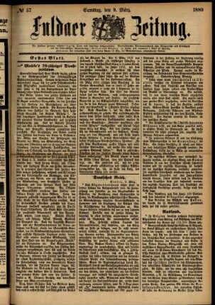 Erste Ausgabe vom Samstag, den 09. März 1889.