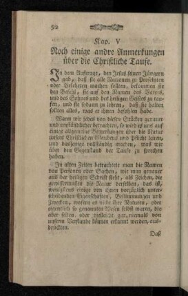 Kap. V. Noch einige andre Anmerkungen über die Christliche Taufe.