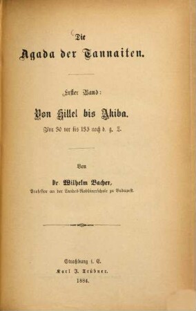 Die Agada der Tannaiten, 1