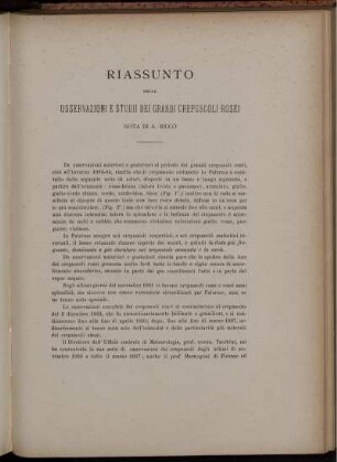 Riassunto Delle Osservazioni E Studii Dei Grandi Crepuscoli Rosei