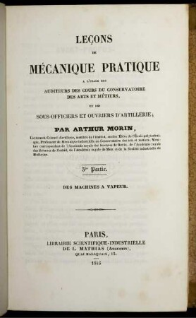 Partie 3: Leçons de mécanique pratique. P. 3