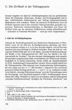 170-174, I. Zahl der Zivilhaftgefangenen