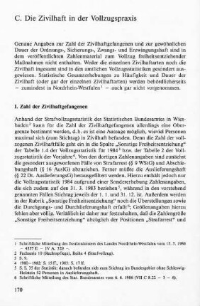 170-174, I. Zahl der Zivilhaftgefangenen