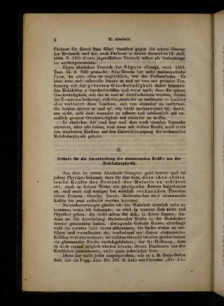 II. Gründe für die Ausscheidung der abstossenden Kräfte aus der Molekularphysik.