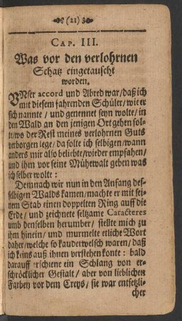 Cap. III. Was vor den verlohrnen Schatz eingetauscht worden.