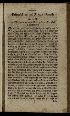 Kap. II Sittenlehren und Klugheitsregeln.