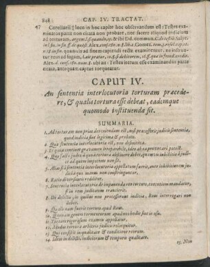 Caput IV. An sententia interlocutoria torturam praecedere, & qualis tortura esse debeat, eademque quomodo instituenda sit