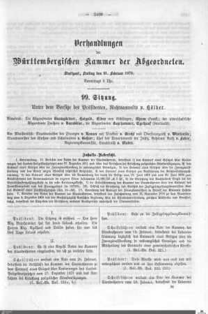 99. Sitzung, Stuttgart, 21.2.1879