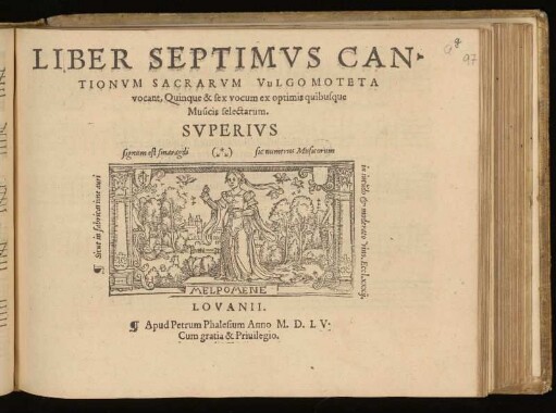 Liber septimus cantionum sacrarum ... quinque et sex vocum. Superius