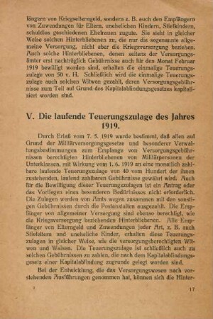 V. Die laufende Teuerungszulage des Jahres 1919