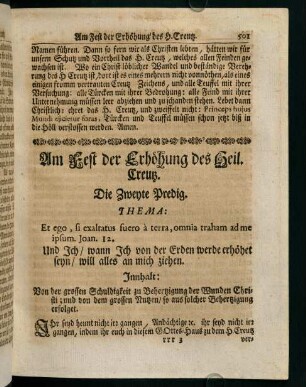 501-510, Am Fest der Erhöhung des Heil. Creutz. Die Zweyte Predig