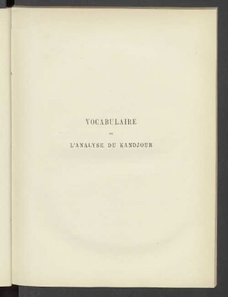 Vocabulaire de L'Analyse du Kandour