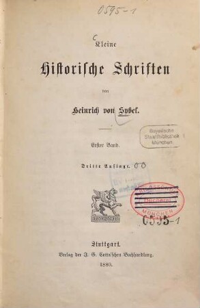 Kleine historische Schriften, 1