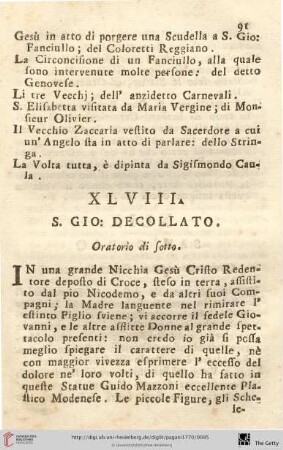 Num. XLVIII.: S. Gio: Decollato