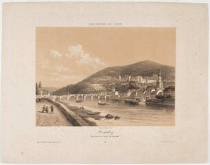 Heidelberg, Stadt, Schloss und Alte Brücke von Nordwesten