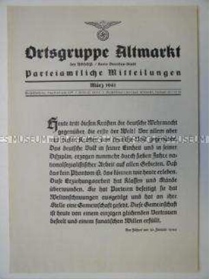 Mitteilungsblatt der NSDAP-Ortsgruppe Dresden-Altmarkt