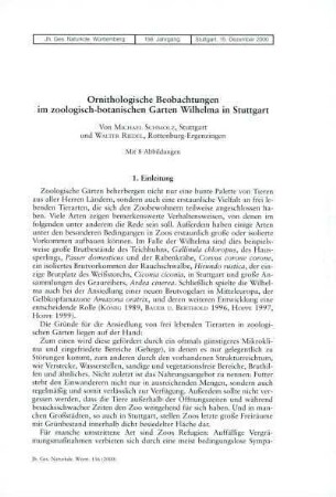 Ornithologische Beobachtungen im zoologisch-botanischen Garten Wilhelma in Stuttgart
