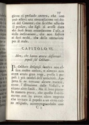 CAP. VI. Idea, che hanno avuta differenti popoli sul Celibato