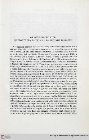 I. Origine delle vite. Rapporti fra la prima e la seconda edizione