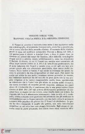 I. Origine delle vite. Rapporti fra la prima e la seconda edizione