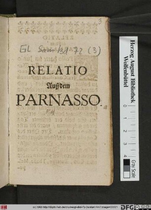 Relatio Auß dem Parnasso